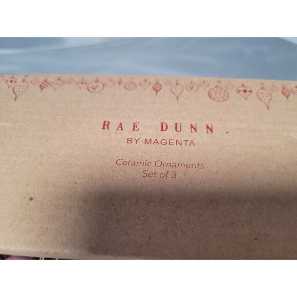 Rae Dunn By Magenta EAT DRINK BE MERRY Ceramic Christmas Ornaments Set of 3 - Picture 5 of 5